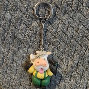Vintage Handcrafted Cow Keychain From Poland